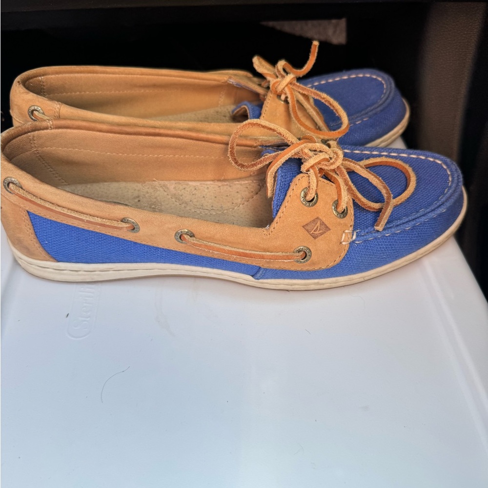 SPERRY Loafers W size 9.5, blue and leather